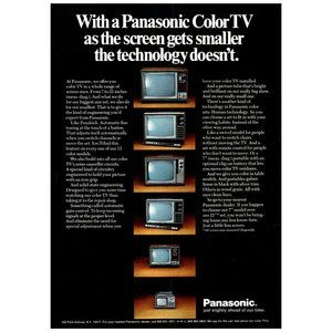 1972 Panasonic Color TV Lineup Vintage Print Ad Woodgrain 70s Ahead of Our Time